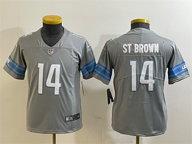 Youth Detroit Lions #14 Amon-Ra St. Brown Grey Vapor Untouchable Limited Stitched Jersey